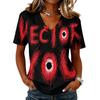 Women's Casual Short Sleeve V Neck Pullover Top Halloween Print Loose Fit Lightweight T Shirt for Everyday Wear