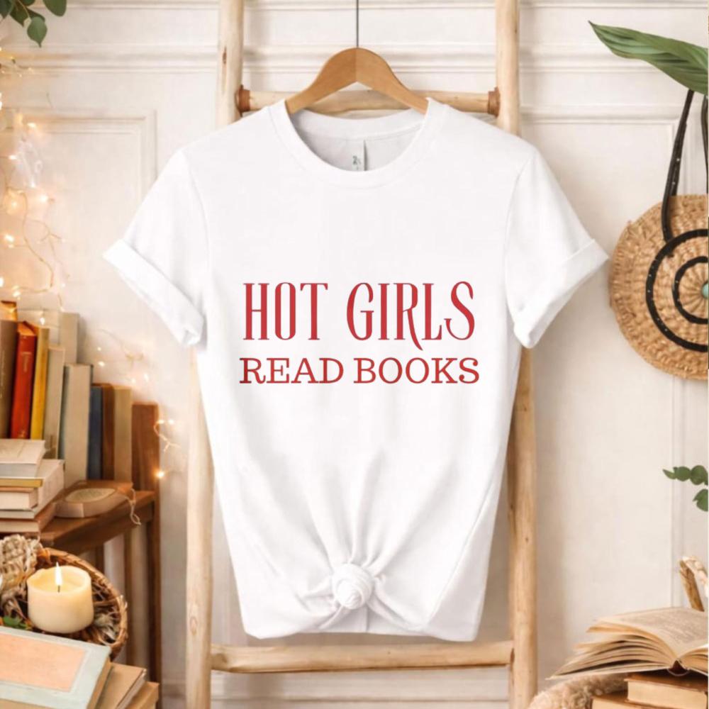 Hot Girls Read Books T-Shirt Book Lover Graphic Tee Reading Quote Summe Commuter All-match Crewneck Cotton Shirt for Women S разноцветный
