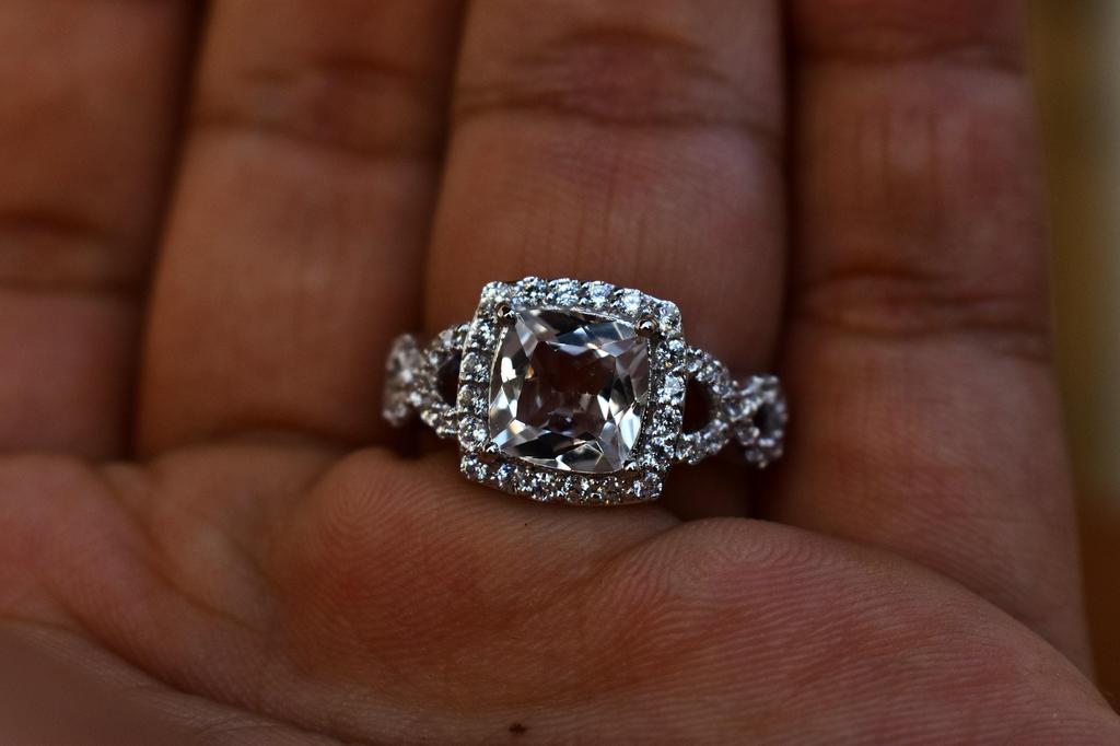 Vintage White Topaz Engagement Ring, Topaz Engagement Ring, Bridal Ring, Sterling Silver Ring, Wedding Ring, Diamond Substitute , Halo Ring