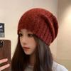 Knitted hat mountaineering women's new autumn and winter warm windproof ear protection cold hat shows a small face and increases the head circumferenc