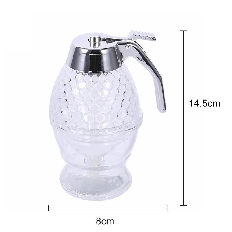 Honey Dispenser Pot Container Cup Juice Syrup Kettle Kitchen Bee Drip Rack Stand Portable Storage Pot Transparent Container