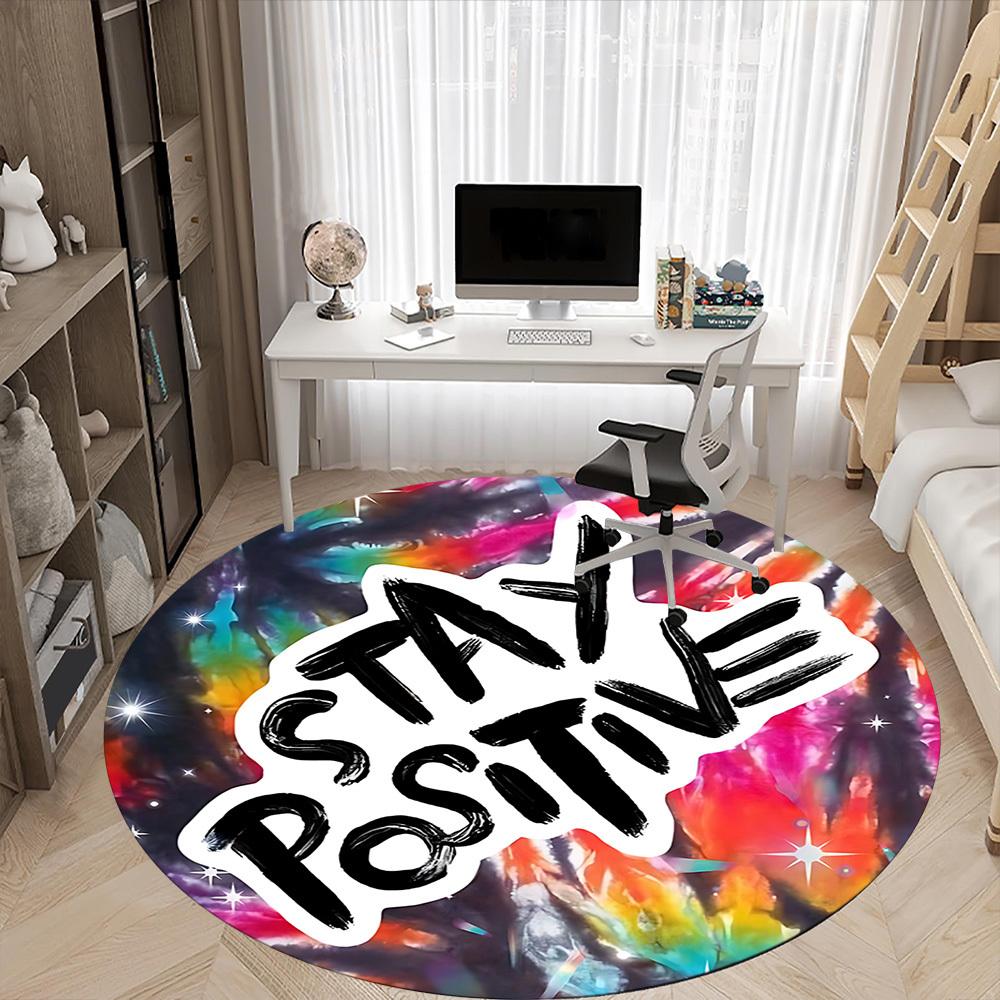 1pc Positive Vibe Chair Carpet for Office, Indoor Non Slip Washable Polyester Fiber Carpet,