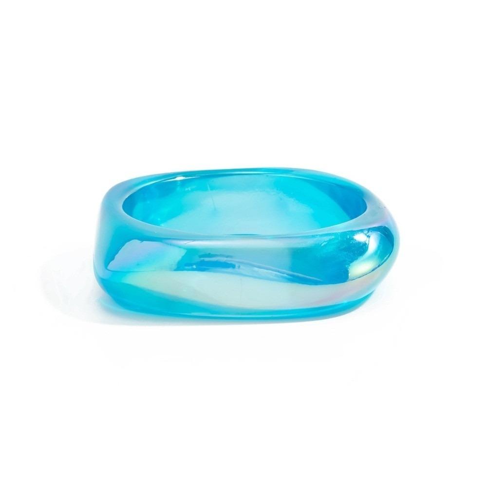 Irregular Geometric Colorful Resin Bangles Punk Hip Hop Chunky Bangles Laser Bracelets  Boho Style