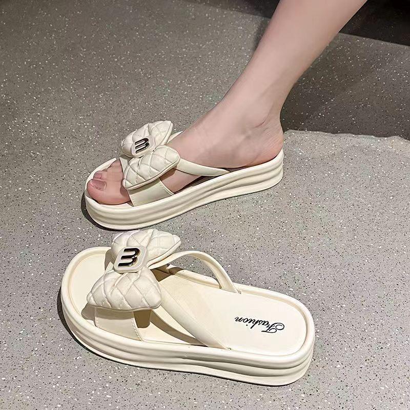 

Summer butterfly height increase outer wear sandals women s slippers daily versatile non-slip comfortable beach shoes 36-37 (one size smaller)