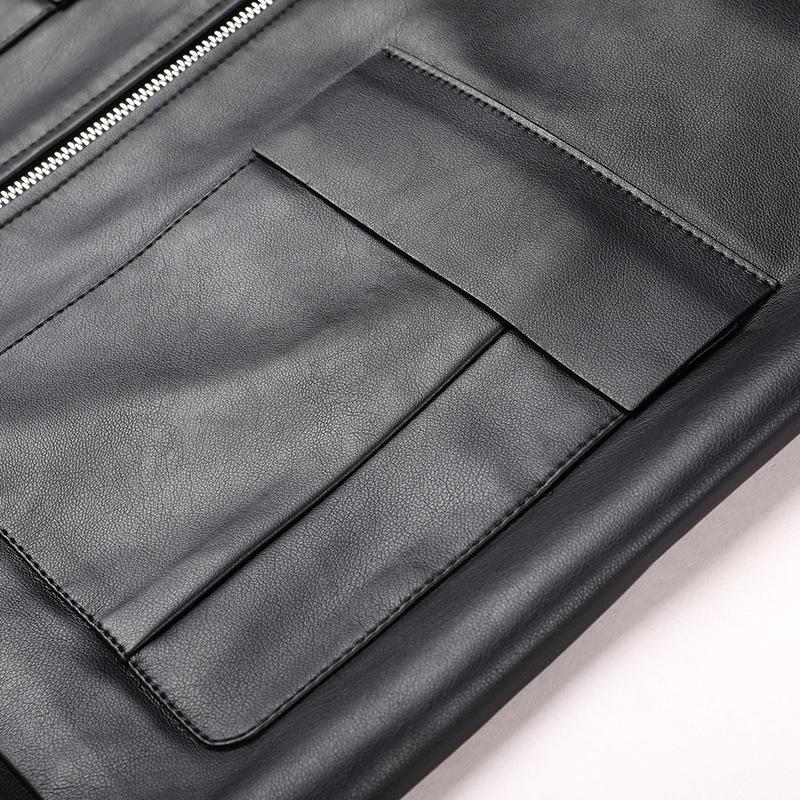 Leather jacket men's lapel motorcycle leather jacket winter sheepskin casual middle-aged large pocket coat