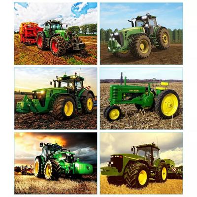 Peinture diamant thème tracteur complet, broderie de paysage, point de croix, autocollants muraux, Art diamant