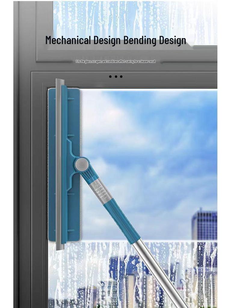 Telescopic Rotating Glass Cleaner – Double-Sided High-Rise Window Squeegee for Households.
