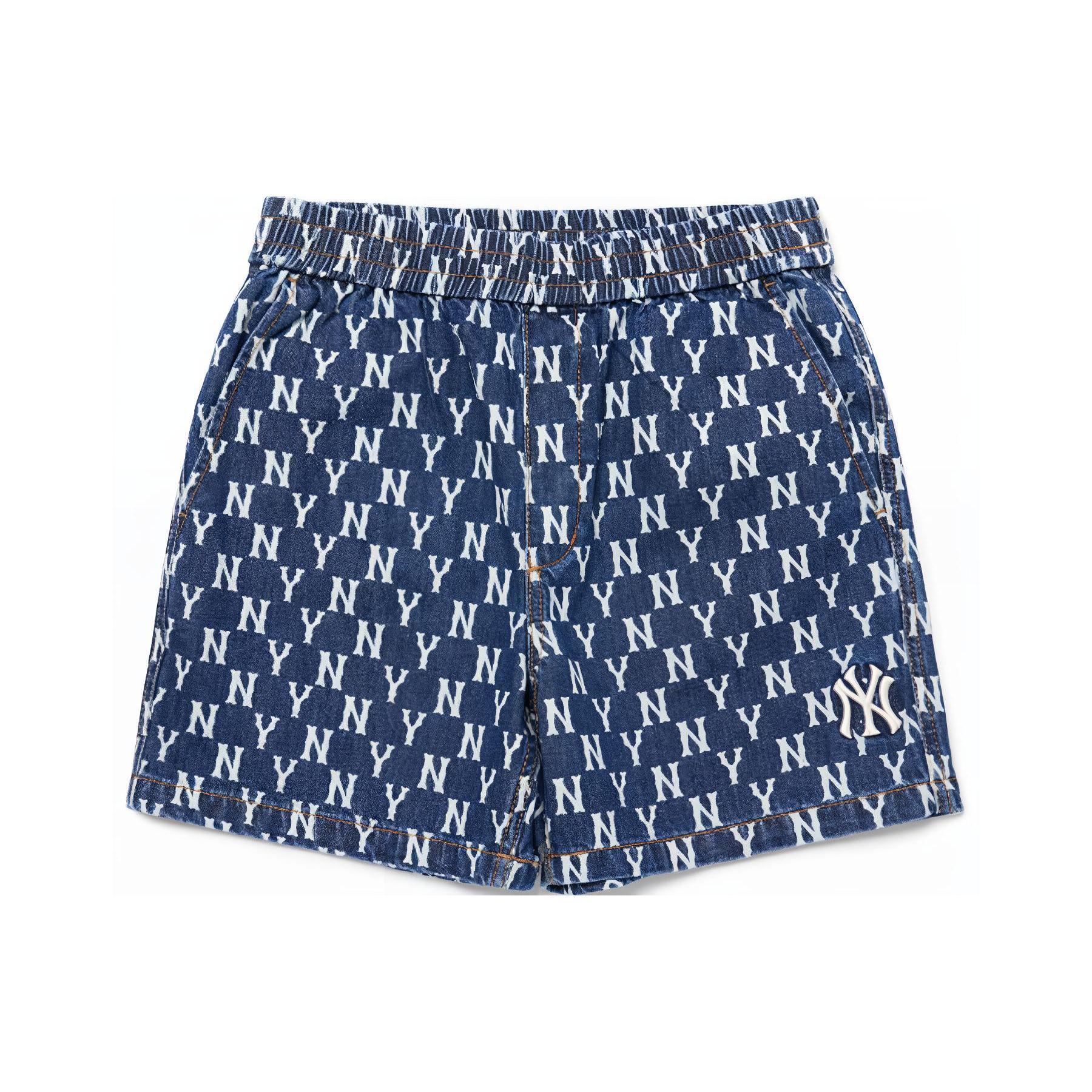 MLB Old Flower Denim Shorts Unisex Blue Moderate 3ADPM4023-50BLS XS