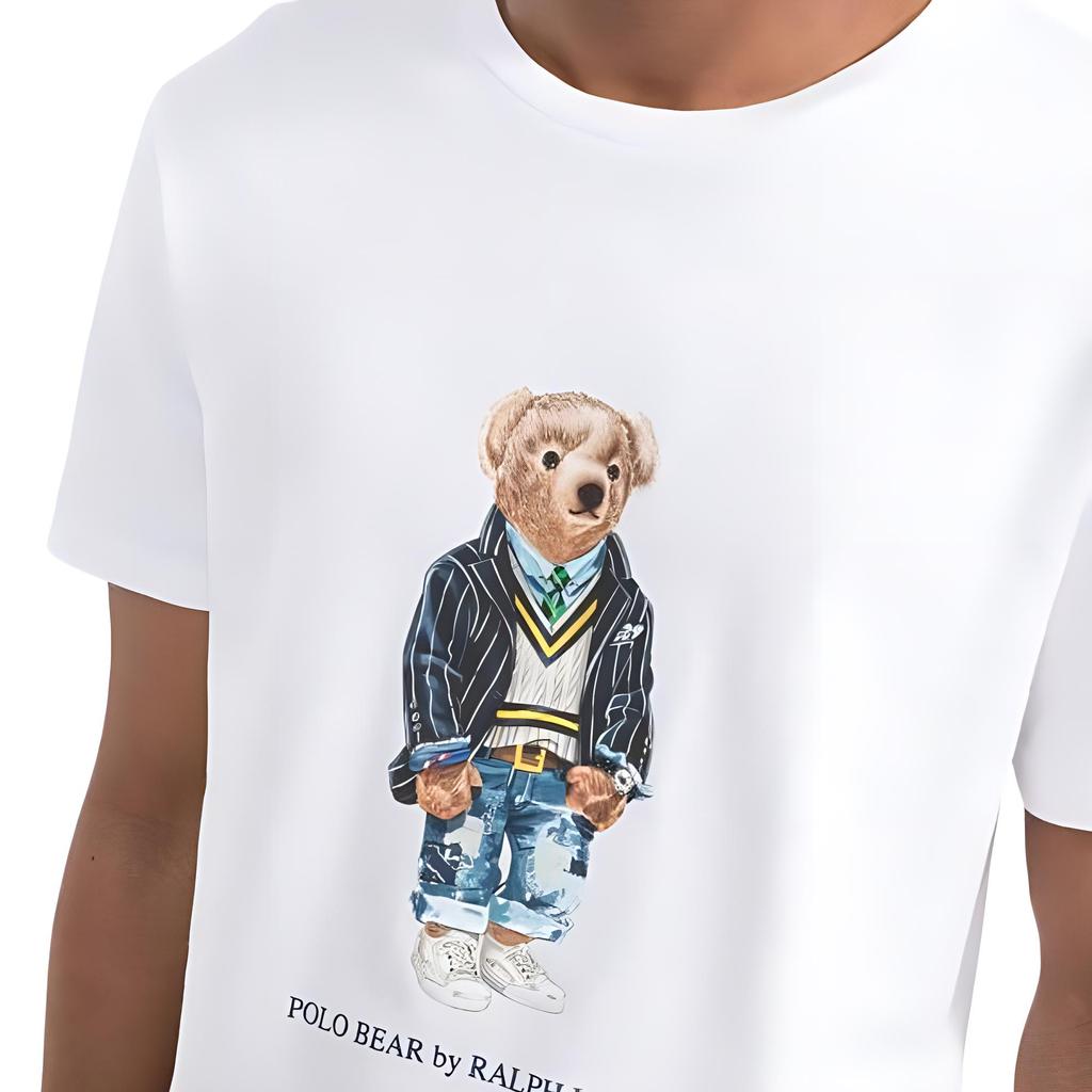 Polo Ralph Lauren Άνοιξη-Καλοκαίρι 2022 Μπλούζα με στάμπα Αρκουδάκι και στρογγυλή λαιμόκοψη, Ανδρική Μπλούζα, Λευκό 710853310-008