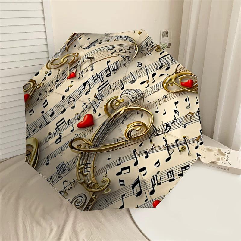 

1PC Music Notes Love Umbrella-8-Rib Reinforced, Automatic Open, Lightweight & Durable, Cute Fashion Accessory for Outdoor-T118