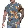 Summer Men Printed T-Shirt Round Collar Fashion Short Sleeve Shirt Tee Top