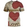 Summer New Love 3D Printed Men's and Women's Short Sleeves Loose and Slim Half Sleeve Shirt