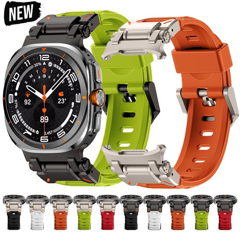 Fluorkautschuk-Armband für Samsung Galaxy Watch Ultra 2026 47mm Sport-Kautschukarmband für Galaxy Watch 7 Ultra 47mm Armband ohne Lücken