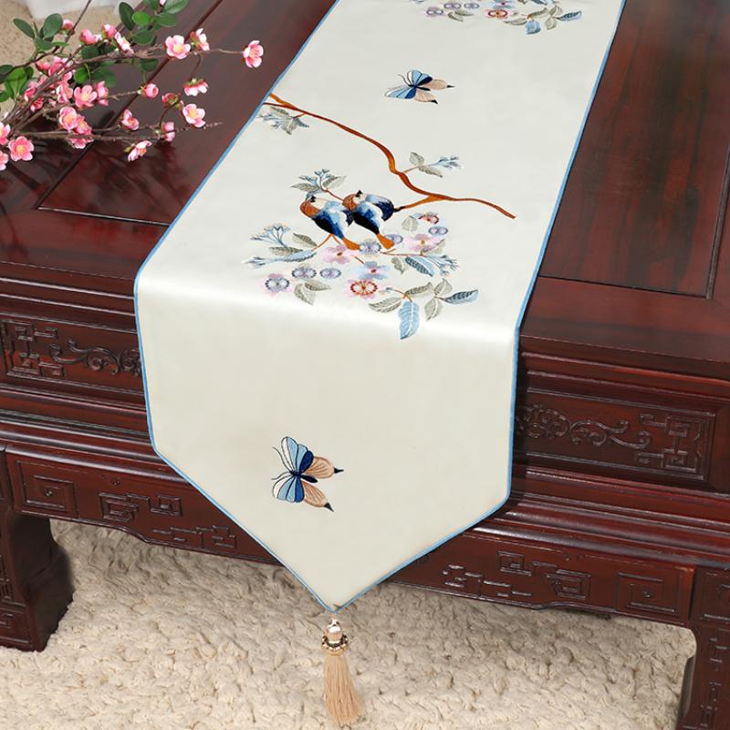 New Chinese Table Flag Modern Minimalist Bed Flag Towel Chinese Style Tea Tablecloth Classic Style Shoe Cabinet Cover Cloth Long Strip Tablecloth
