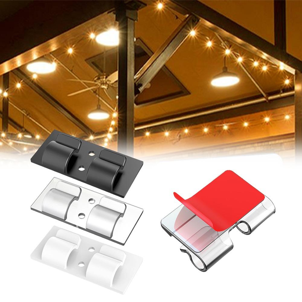 10pcs Christmas Lighting Hanging Hooks Heavy Duty Waterproof Adhesive Strips String Lights Clips Patio Decor PP Cord Holders