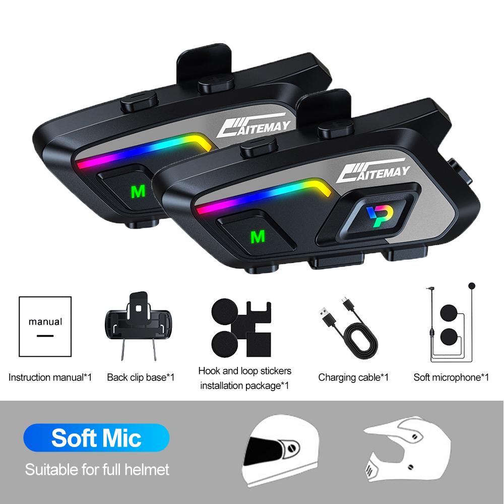 P20 Bluetooth 5.3 Motorcycle Helmet Headset Music Interphone Cycling Bluetooth Headset Waterproof 300m Intercomunicador Speaker Earphone