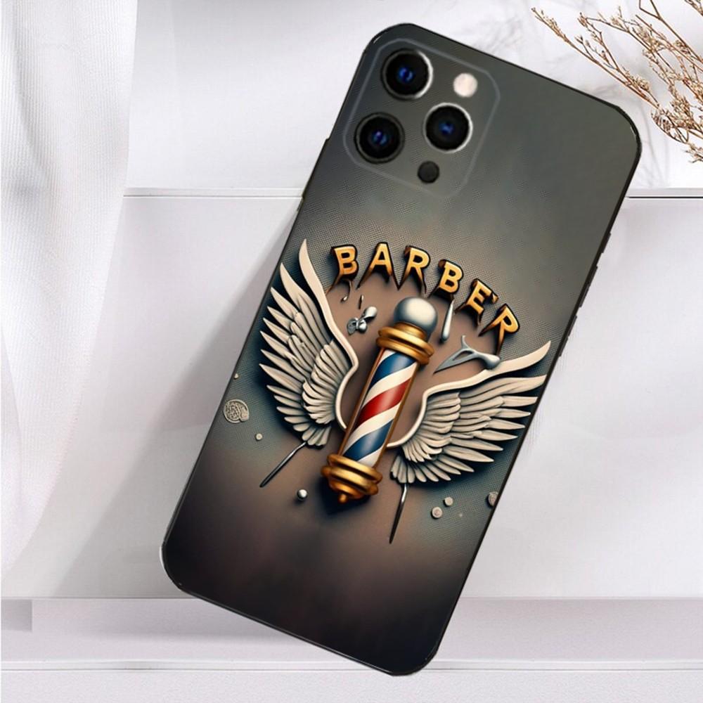 Hair Stylist Salon Barber Phone Case For iPhone 16,15,14,13,12,11 Plus,Pro Max,XS,X,XR,SE,Mini,8,7 Soft Silicone Black Cover