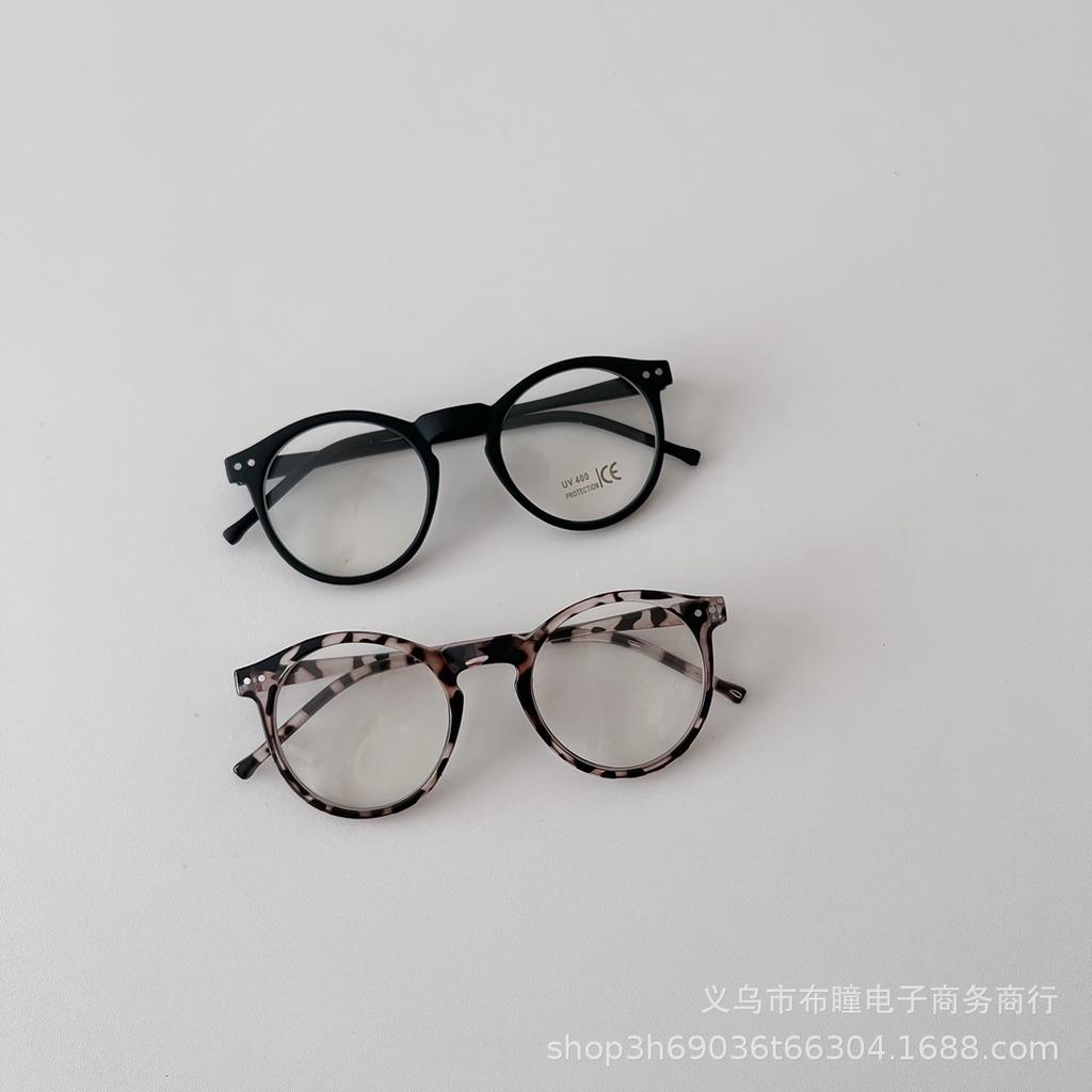 ins style children's fashion round frame flat glasses, spring new boys and girls outdoor versatile concave glasses