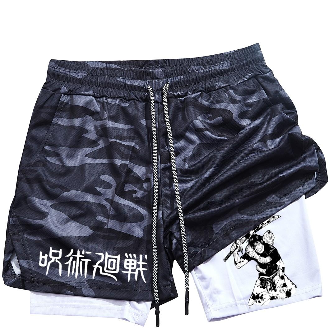 

Аніме Performance Shorts Toji Printed Men GYM Casual Sports Shorts Workout Running Mesh 2 In 1 Sport Short Pants XXL