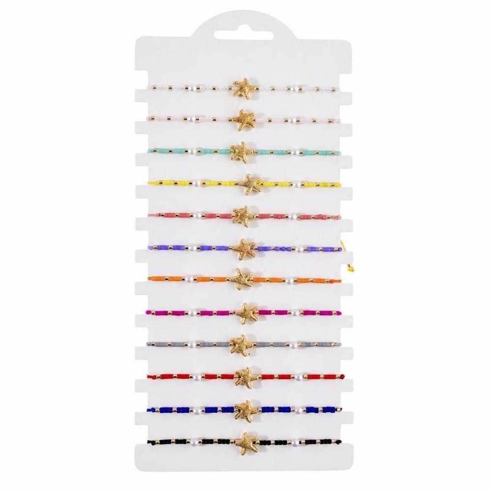 12Pcs/Set Bohemian Style Handmade Beaded Bracelets Hand Chains Party Jewelry