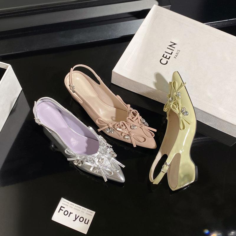 Coarse heel bag head single shoes women's spring and summer 2025 new pointed high heel sandals women's skirt with one word with empty shoes