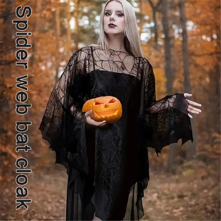 Halloween Webs Shawl Poncho for Women Lady Dark Shawl Proms Dark Lace