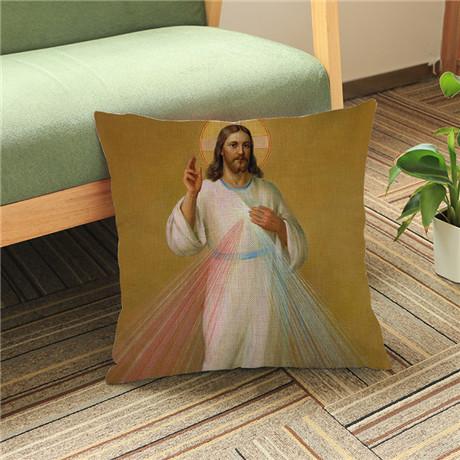 Jesus Portrait Pattern Throw Pillow Case Virgin Mary Christianity Adore Home Decoration Square Cushion Cover Sofa Pillow Cover