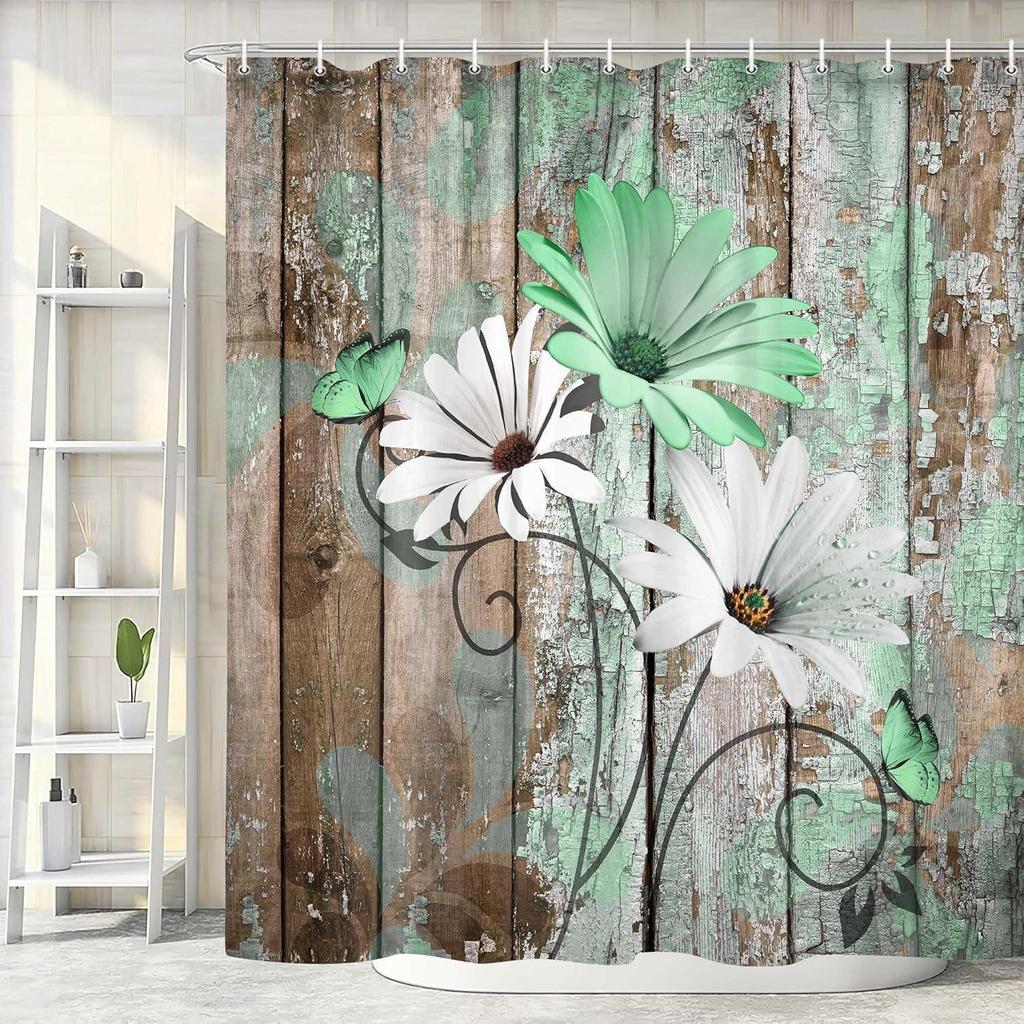 Chrysanthemum 3D Print Waterproof Polyester Shower Curtain