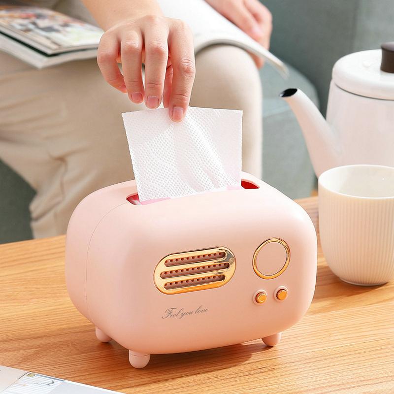 1Piece Napkin Case Vintage Radio Tissue Box for Bathrooms Kitchen Offices Living Rooms Bedrooms Home Decorations