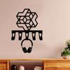 Modern Hexagon Wall Mounted Key Holder with 5 Hooks, Forged Iron Craft Geometric Entryway Decor