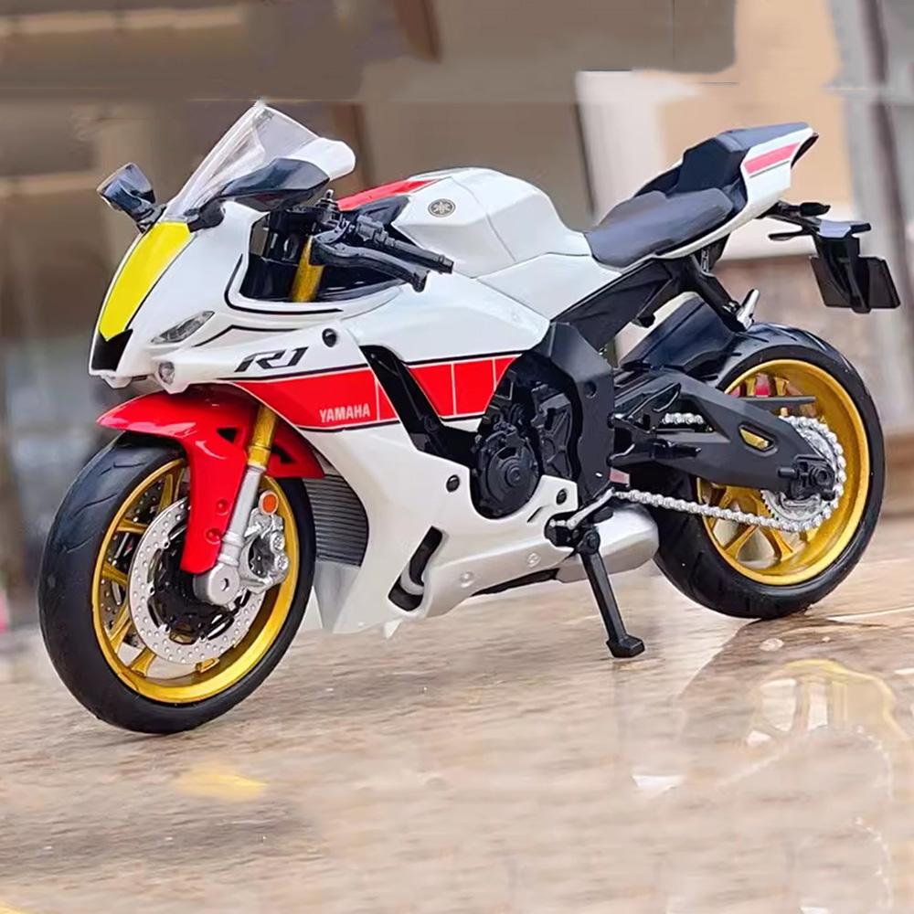 1/12 Scale Yamaha Toy Motors YZF-R1M Alloy Diecasts Motorcycle Models with Shock Absorption Front Wheel Steering Toys for Kids' Gifts
