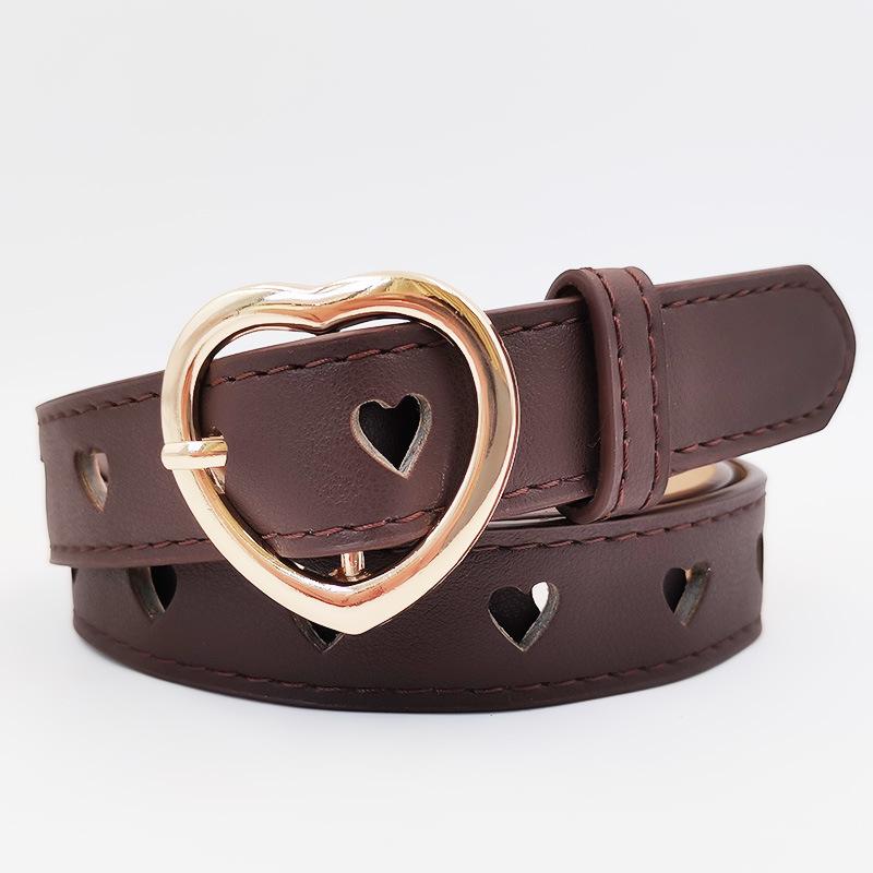 New Love Hollow Women's Versatile Belt Imitation Leather PU Small Fresh Decorative Pin Buckle Belt