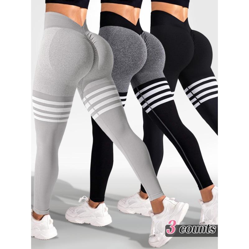 Striped Outdoor Sports Leggings Women's High Waist Hip Yoga Suit Quick-drying Running Sports Fitness Pants
