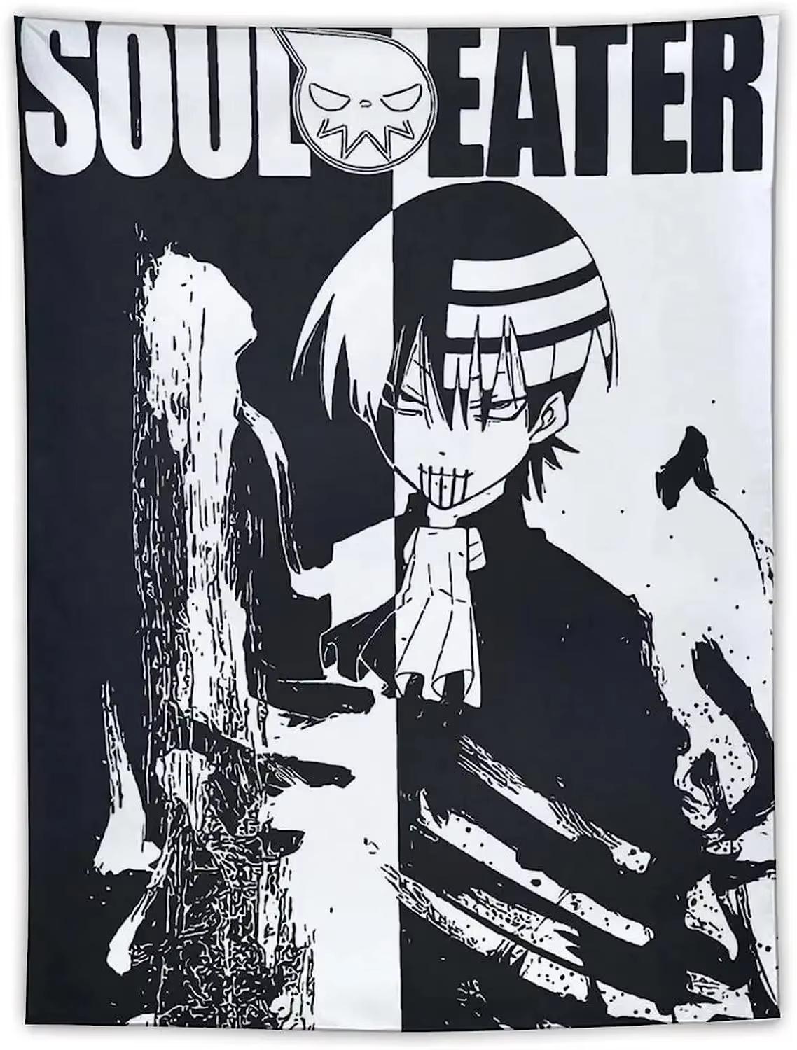 

Soul Eater Death the Kid Black White Anime Tapestry HD Flat Print Polyester Wall Hanging Art for Living Room Bedroom 74x94cm(29x37in)