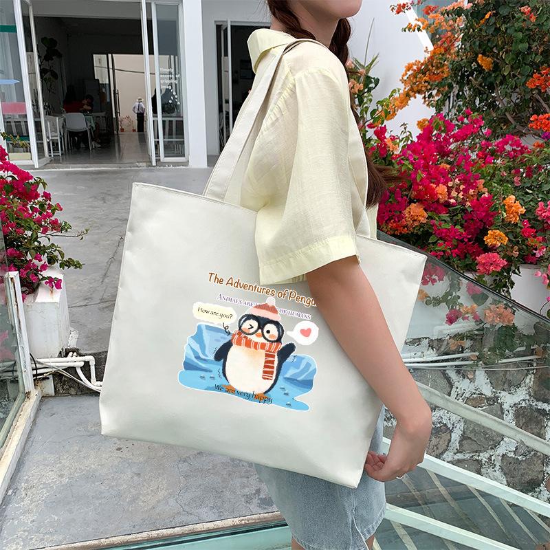 Canvas Bag Women'S Shoulder Handbag Student Tote Bag Large Capacity Hand Carry Canvas Bag