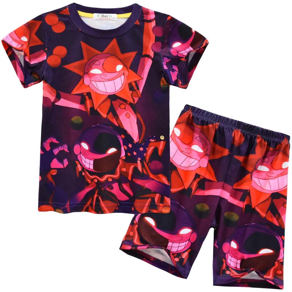 Cartoon Digital Printing, Children'S Short-Sleeved Top T-Shirt + Shorts Loungewear Set