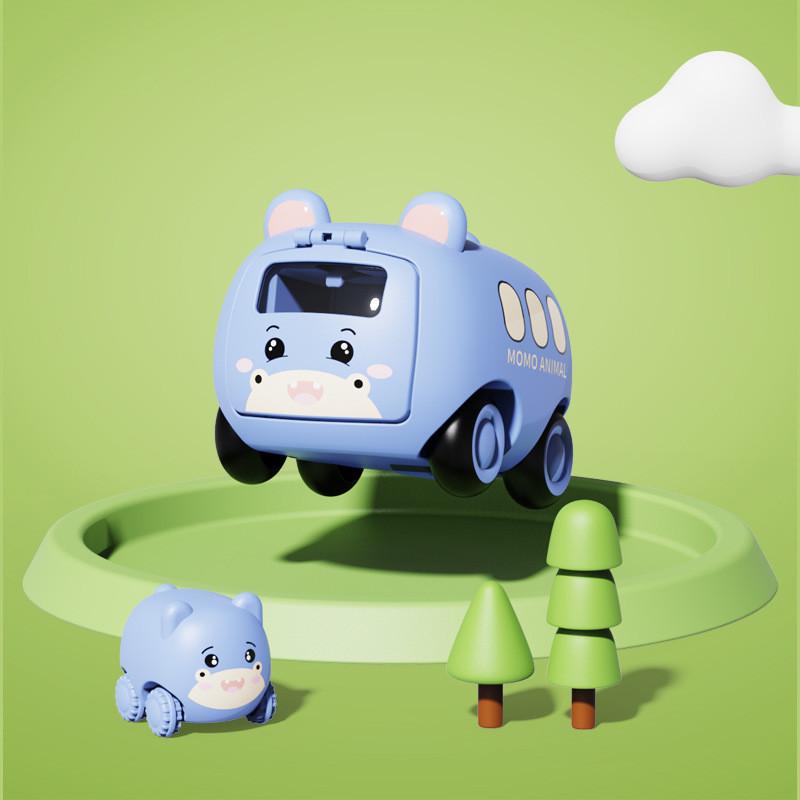 Cute Cartoon Tiger Bear Rabbit Design Inertia Catapult Bus Toys Children