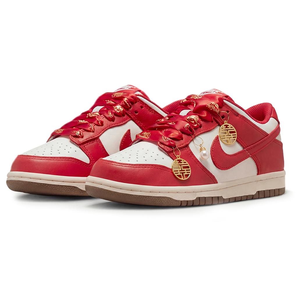 Nike Dunk GS Wedding Shoes, New Chinese Style, Celebration Auspicious, Box Slip Resistant Abrasion Resistant Low Top IQ9793-020(Team210-S-BOX)