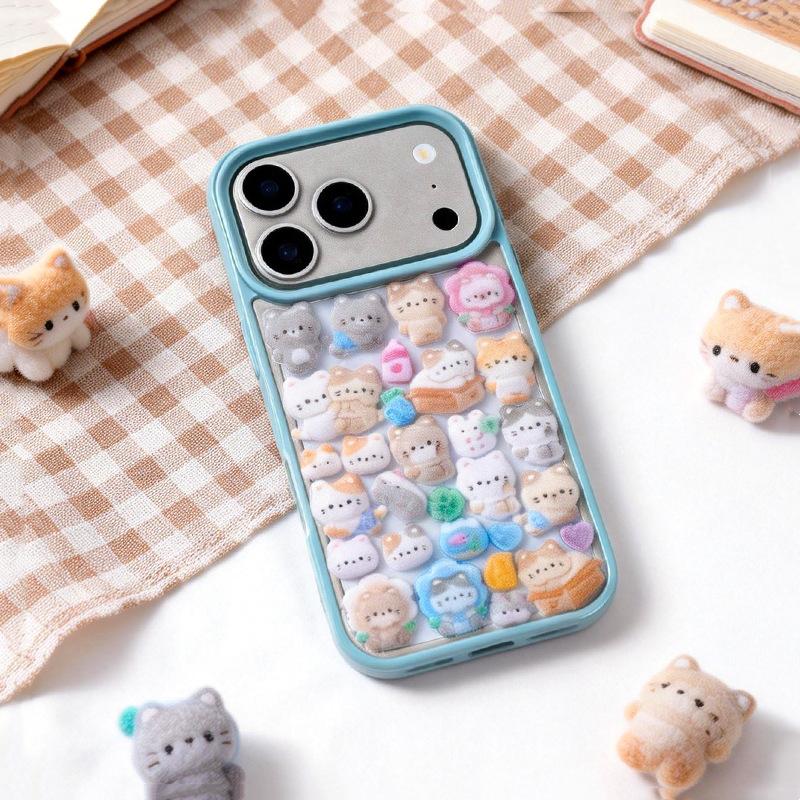 1Pc Cute Cartoon Animals Flocked Sticker Creativity 3D Relief Stickers Fun Scrapbooking Diy Diary Decoration Stationery Stickers