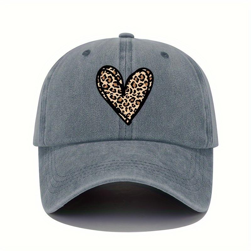 Valentine's Day Leopard Print Heart Print Retro Lightweight Washable Adjustable Baseball Cap Women's Sun Hat