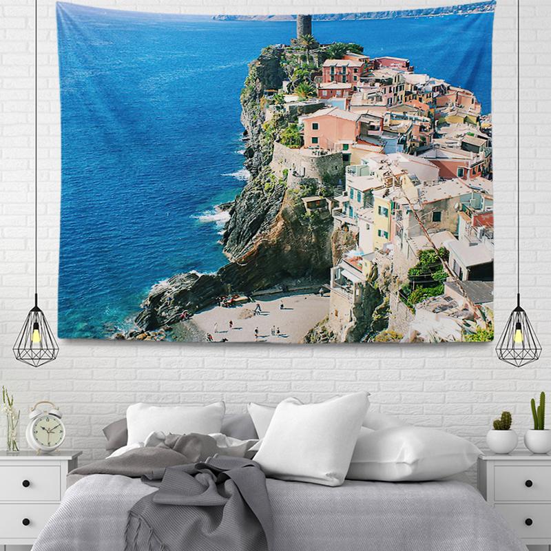 Wall Decor Tapestry Beautiful Room Decoration Blue Beach Accessories Wall Hanging Large Fabric Wall Home Autumn Decoration