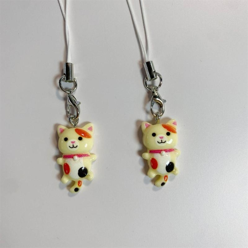 Cute Cat Pendant Phone Chain Strap Lanyard Kitten Keychain Backpack Ornaments