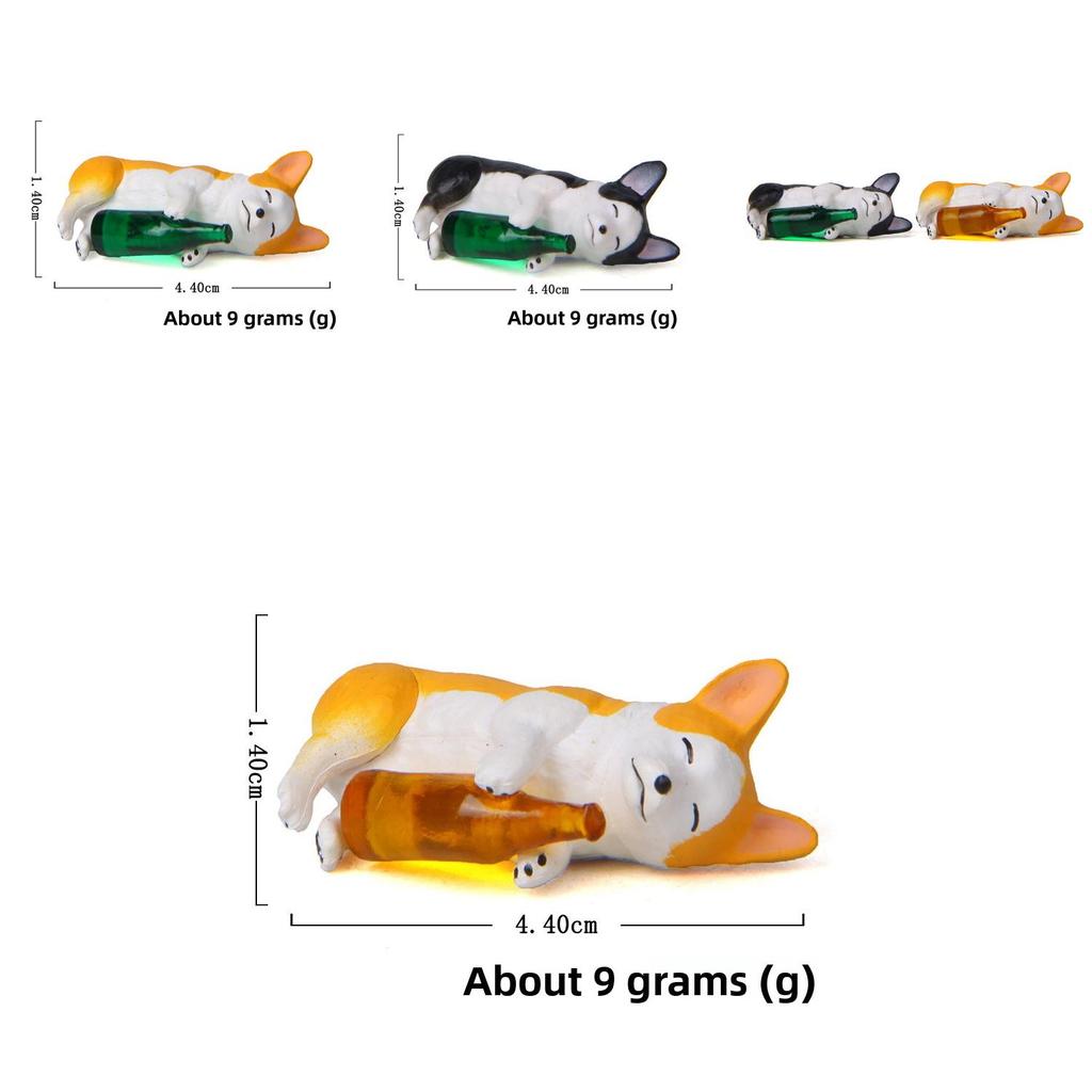 Resin Corgi And Husky Ornament Holding A Bottle Design For Gardening And Collection