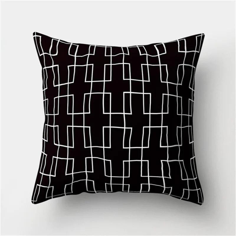 Black and White Geometric Simple High-end Space Pillowcase Patchwork Cushion Cover Striped Letter Pillowcase Home Decoration