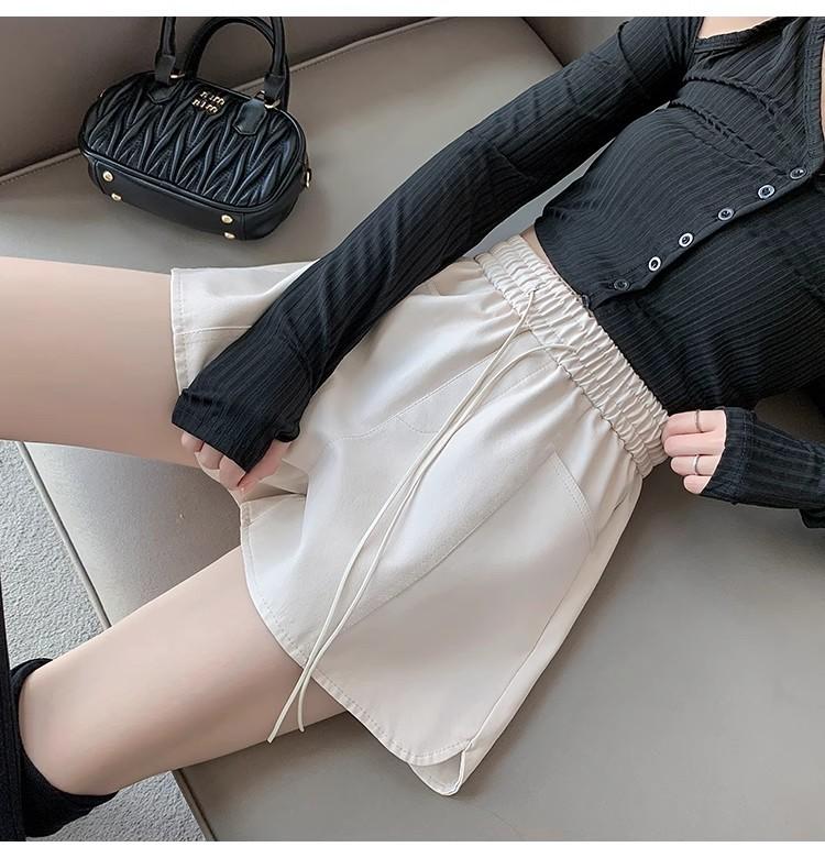 

Women s Fall Winter High Waisted A-Line Petite Outer Wear Pants White PU Leather Shorts Mini Shorts Versatile Slim Fit Hot Pants XS абрикосовый