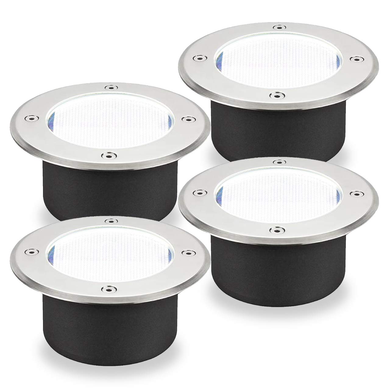 

Recessed LED Garden Solar No Electrical Outdoor of White Lights, Powered, Needed, Use, Waterproof, ESL-01/ESL-02 (Set 4, (Daylight White))