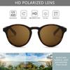 SUNGAIT Round Polarized Sunglasses Retro Style UV400 Amber Matte Frame Brown Lens SGT166HPKC Women's Men's