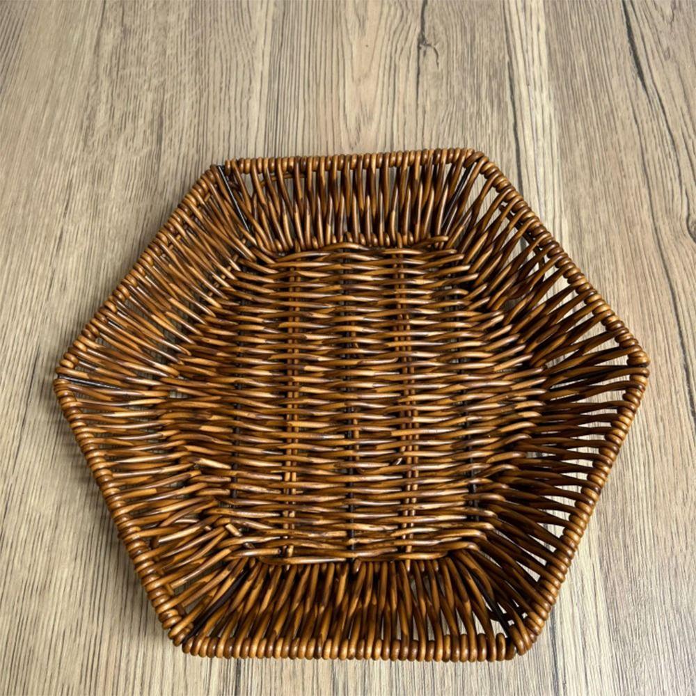 High Quality Woven Design Weaving Basket Coffee High Quality Fruit Basket Hexagon Display Basket Makeup Products and Jewelry