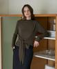 DEHEVE Wool Mock-Neck Wrap Long Sleeve [Khaki]