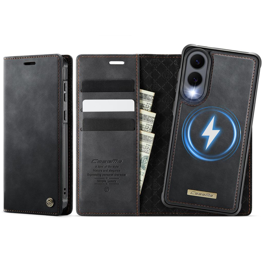 Für Samsung Galaxy S25 Edge Case CASEME C49 Magnetisches Case RFID-blockierend Abnehmbares Portemonnaie Leder Handyhülle